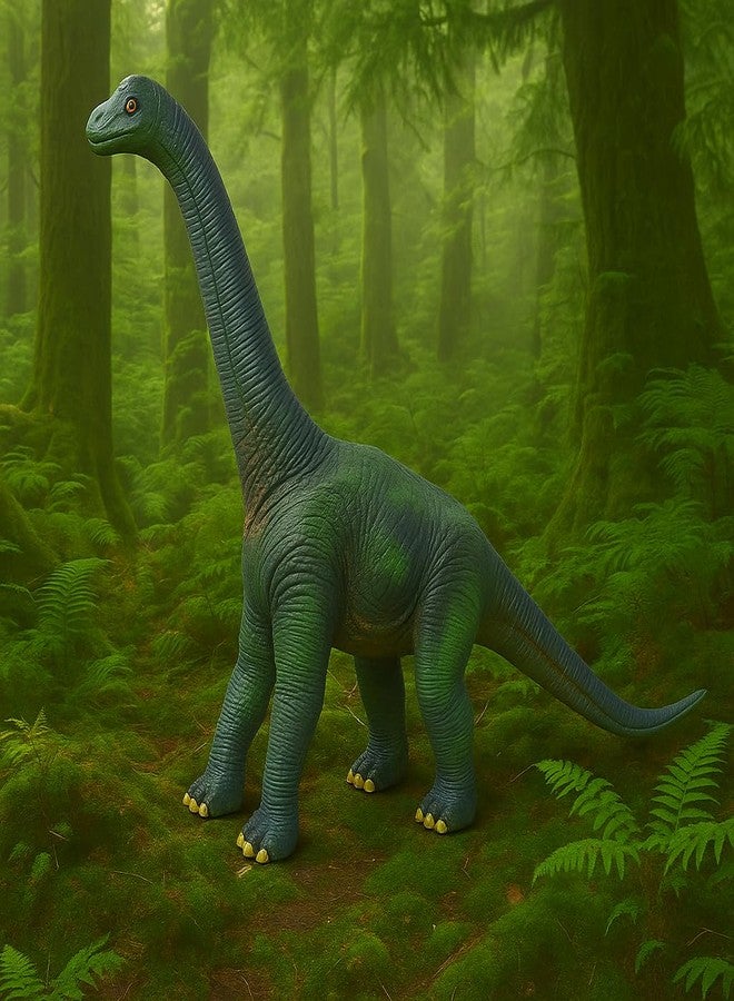 DTR Creation Brachiosaurus Dinosaur Toy ? 36 cm Realistic Long Neck Dino Figure, Green & Grey Color, Soft Rubber Prehistoric Animal Model for Kids - Image 2